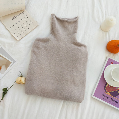 Női plüss pulóver öt színben, magas gallérral és hosszú ujjal