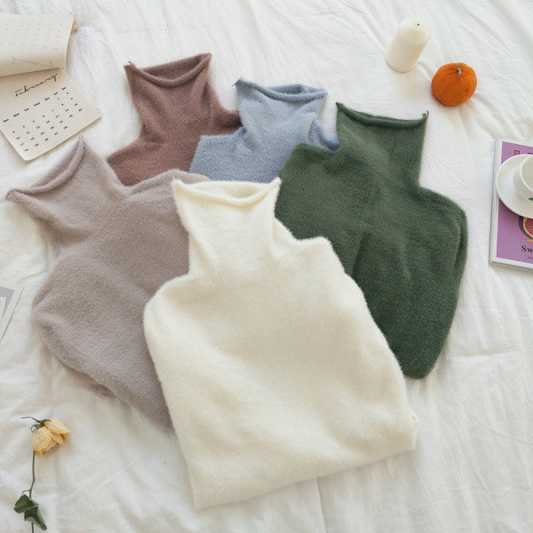 Női plüss pulóver öt színben, magas gallérral és hosszú ujjal