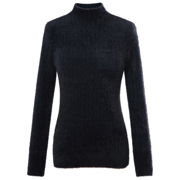 Női pehelypulóver fekete, bézs és fehér színben, félmagas gallérral