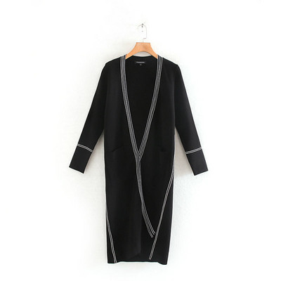 Modern hosszú kardigán rögzítés nélkül fekete színben