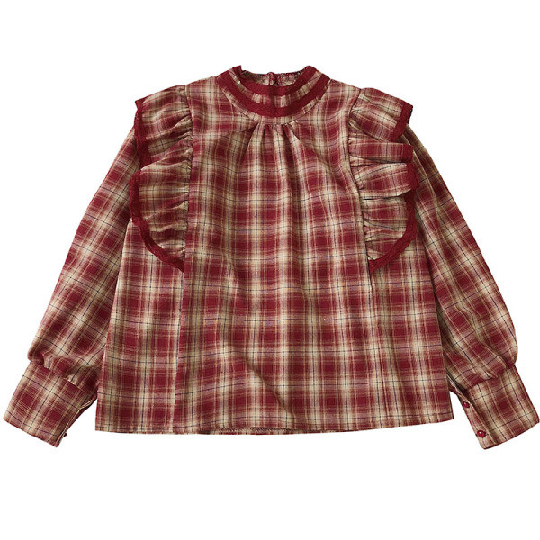 Kockás női ing három színben, hosszú ujjakkal és fürtökkel