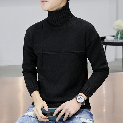 Модерен мъжки пуловер в четири цвята с поло яка и дълъг ръкав