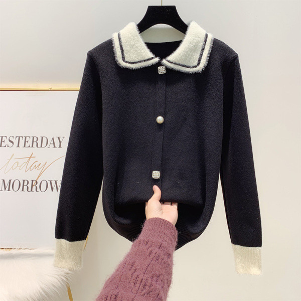 Női alkalmi kardigán gombokkal és gallérral, piros, rózsaszín, bézs és fekete színben