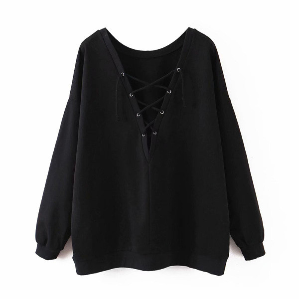 Modern női blúz feliratokkal, csupasz háttal, fekete nyakkendővel