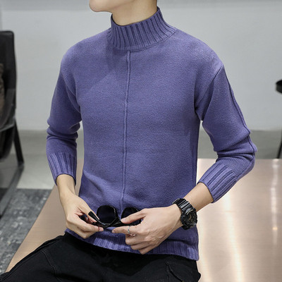 Alkalmi férfi pulóver négy színben, magas gallérral és hosszú ujjal