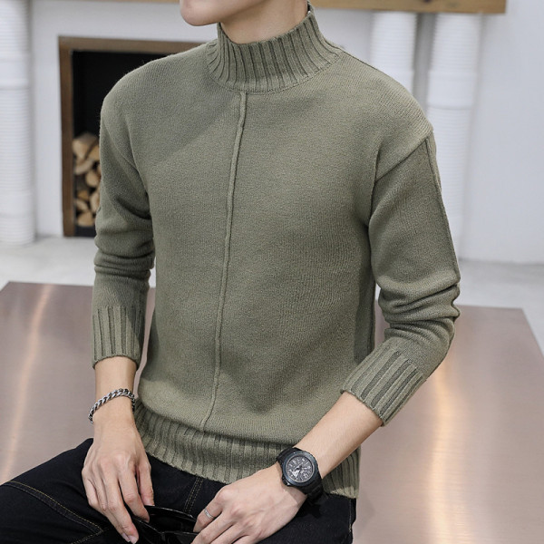 Alkalmi férfi pulóver négy színben, magas gallérral és hosszú ujjal