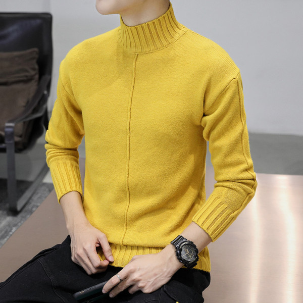 Alkalmi férfi pulóver négy színben, magas gallérral és hosszú ujjal