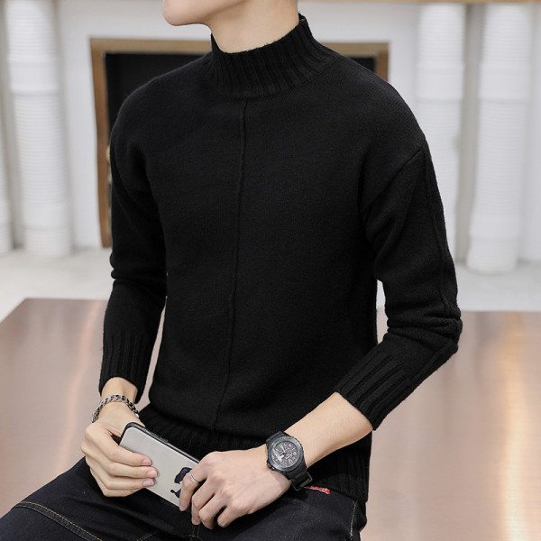 Alkalmi férfi pulóver négy színben, magas gallérral és hosszú ujjal