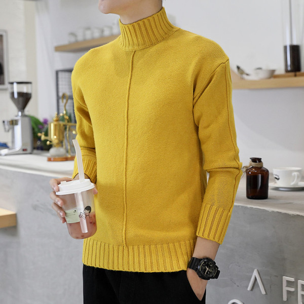 Alkalmi férfi pulóver négy színben, magas gallérral és hosszú ujjal