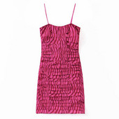 Testreszabott redőzött ruha vékony pántokkal, rózsaszín, zebramintával