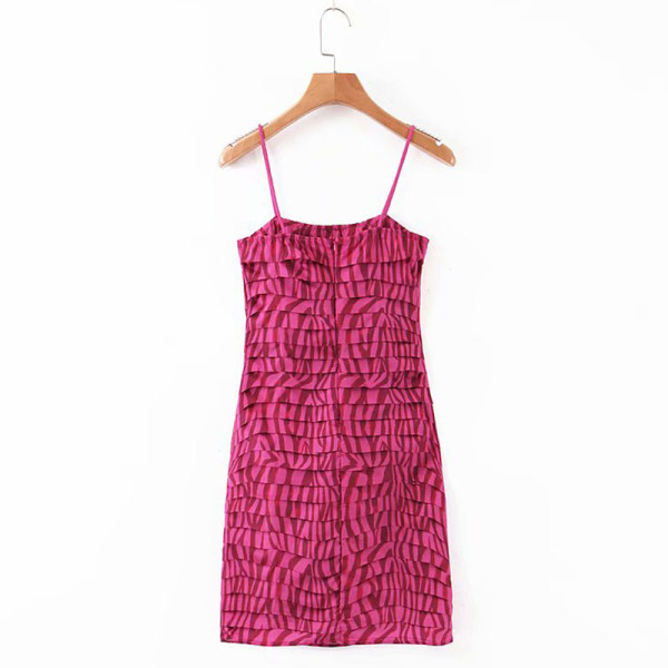 Testreszabott redőzött ruha vékony pántokkal, rózsaszín, zebramintával