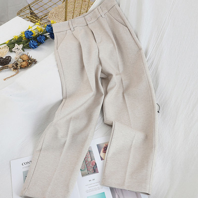 Дамски панталон с джобове - прав модел в бял,сив,черен и кафяв цвят