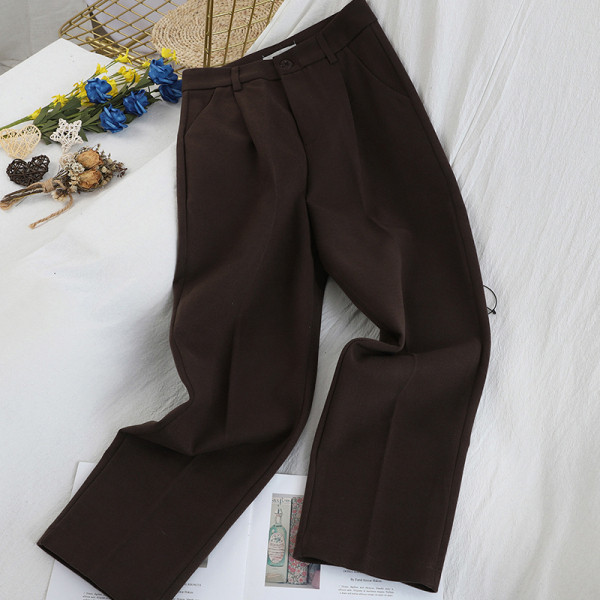 Zsebes női nadrág - egyenes modell fehér, szürke, fekete és barna színben