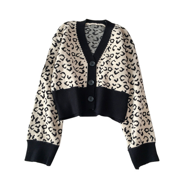 Női mellény bézs és sárga színben, leopárd mintával és V-nyakkal