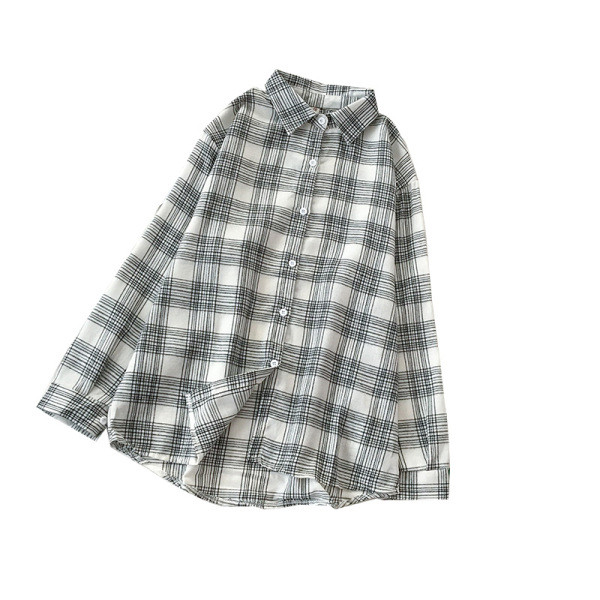 Retro stílusú kockás női ing, hosszú ujjal és klasszikus gallérral