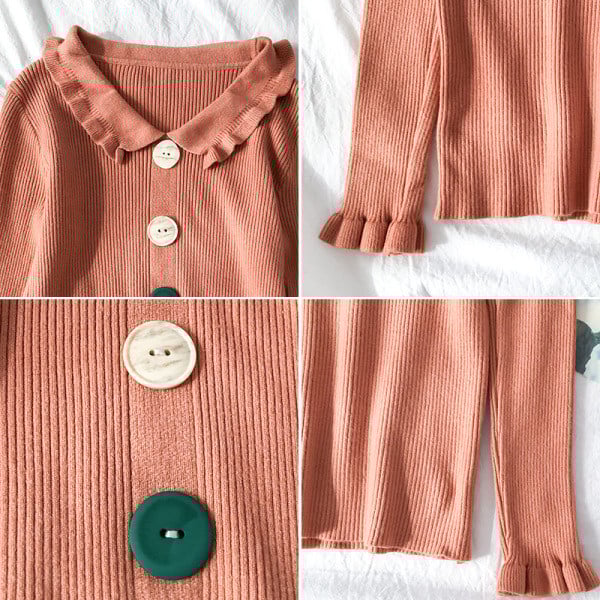 Rózsaszín és narancssárga női blúz, gombokkal és hosszú ujjal