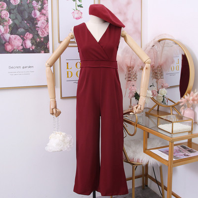 Modern női hosszú overall több színben spitz nyakkivágással