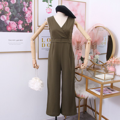 Modern női hosszú overall több színben spitz nyakkivágással