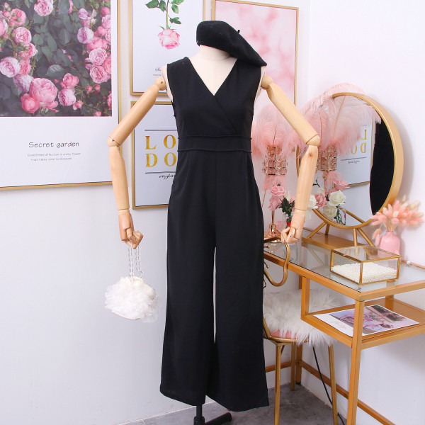 Modern női hosszú overall több színben spitz nyakkivágással