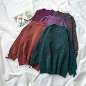 Modern női pulóver széles modell öt színben, ovális nyakkivágással