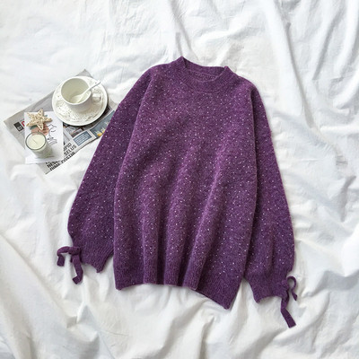 Modern női pulóver széles modell öt színben, ovális nyakkivágással