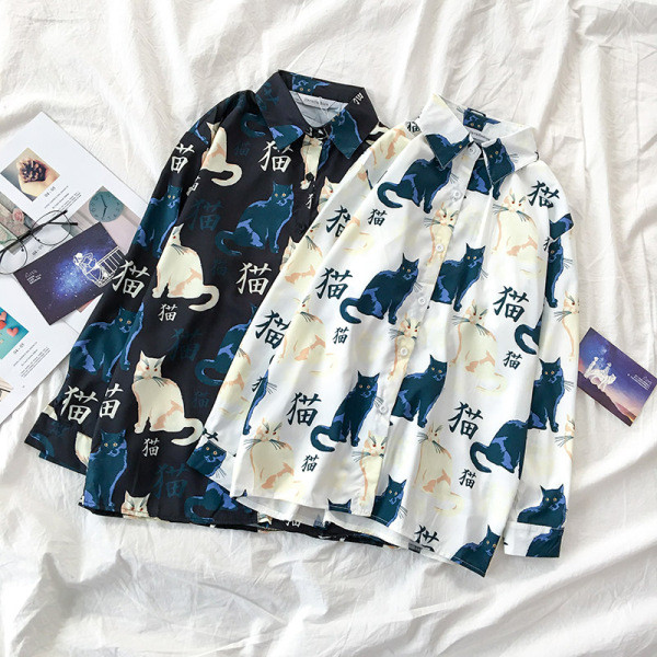 Cămașă modernă de damă în stil retro în alb-negru, cu guler clasic