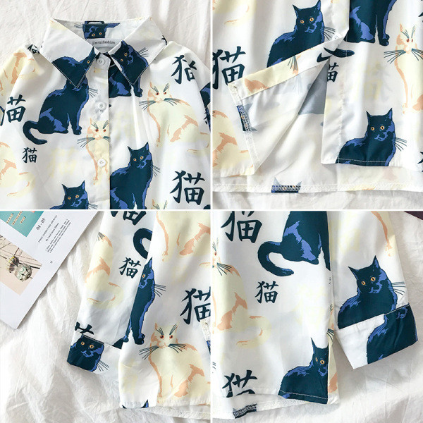 Cămașă modernă de damă în stil retro în alb-negru, cu guler clasic