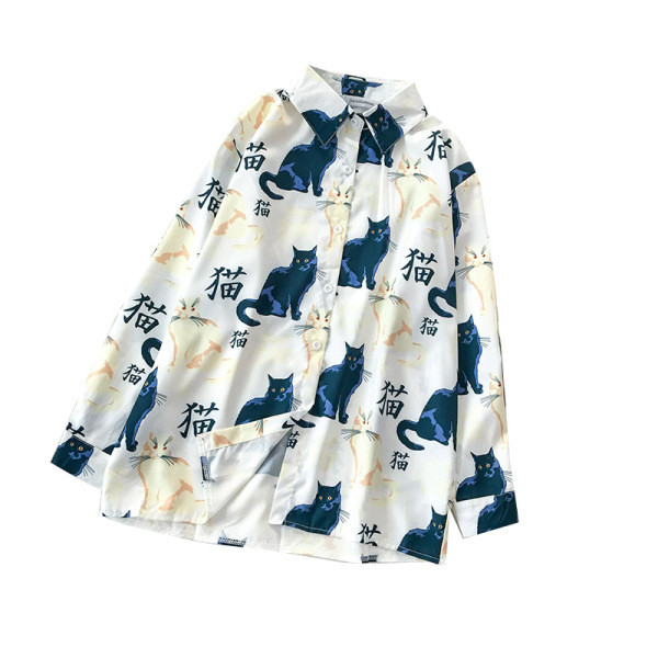 Cămașă modernă de damă în stil retro în alb-negru, cu guler clasic