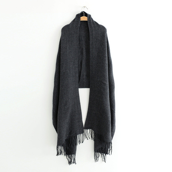 Eșarfă modernă de iarnă cu franjuri în albastru și gri