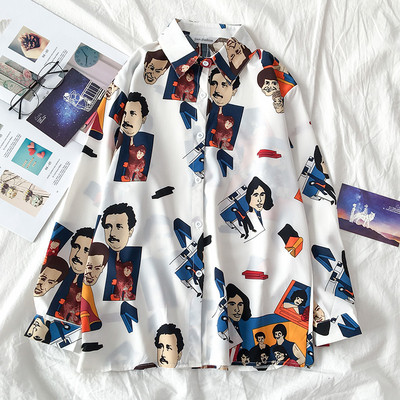 Női ing széles modell fekete-fehér színben, rátéttel