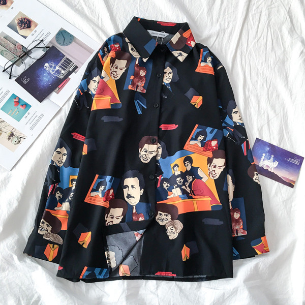 Női ing széles modell fekete-fehér színben, rátéttel