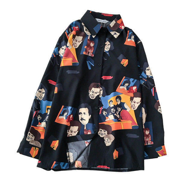 Női ing széles modell fekete-fehér színben, rátéttel