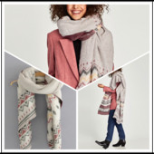 Modern hosszú téli sál szürke és mintás mintával