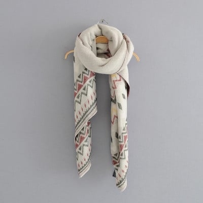 Modern hosszú téli sál szürke és mintás mintával