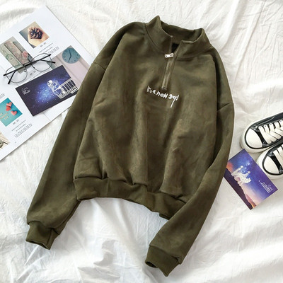 Női alkalmi blúz négy színben, félmagas gallérral és cipzárral