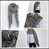 Meleg kockás szürke sál rojtokkal