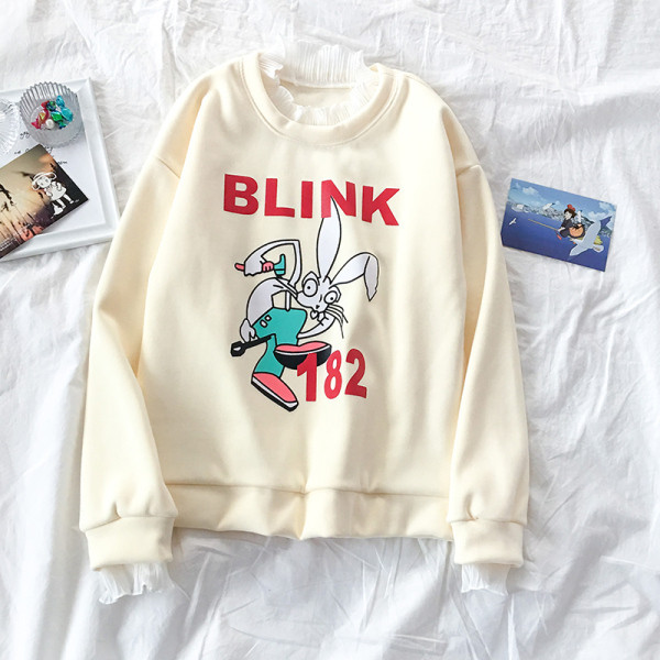 Bluză casual de damă în albastru, alb și verde cu aplicație