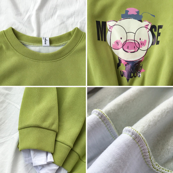 Női blúz zöld, kék és bézs színben, rátéttel és hosszú ujjal