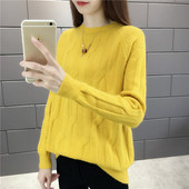 Női pulóver ovális nyakkivágással, fehér, sárga, bézs, lila és kék színekben