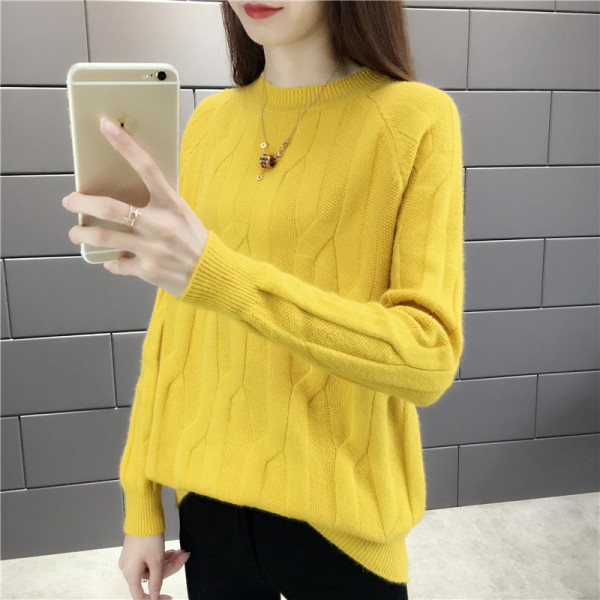 Női pulóver ovális nyakkivágással, fehér, sárga, bézs, lila és kék színekben