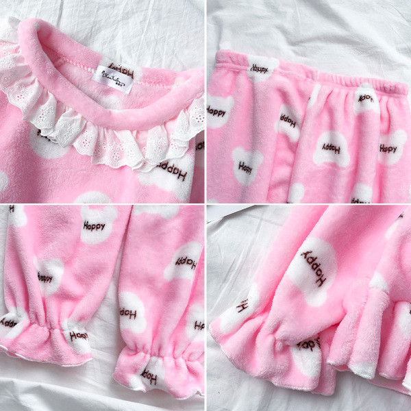 Női téli pizsama két részes kék, lila és rózsaszín színekben