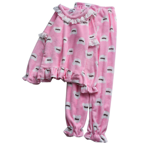 Női téli pizsama két részes kék, lila és rózsaszín színekben