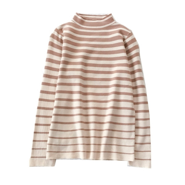 Csíkos női blúz három színben, félmagas gallérral és hosszú ujjal