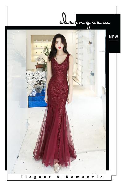 Új modell elegáns női hosszú ruha fényes hatással