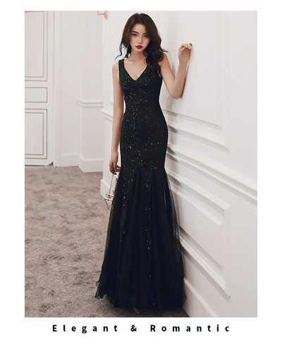 Rochie lunga de dama eleganta model nou cu efect stralucitor