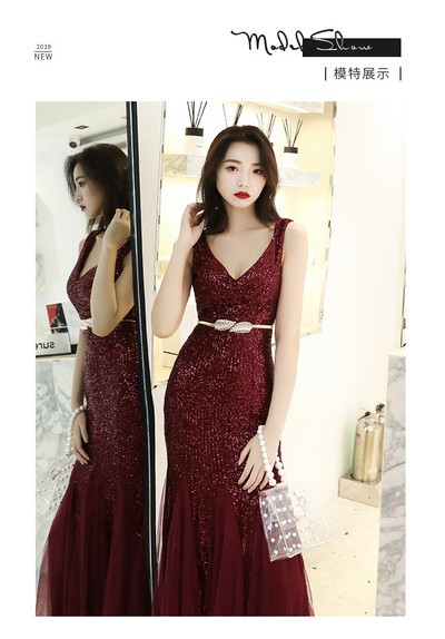 Új modell elegáns női hosszú ruha fényes hatással