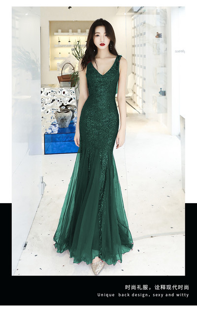 Új modell elegáns női hosszú ruha fényes hatással