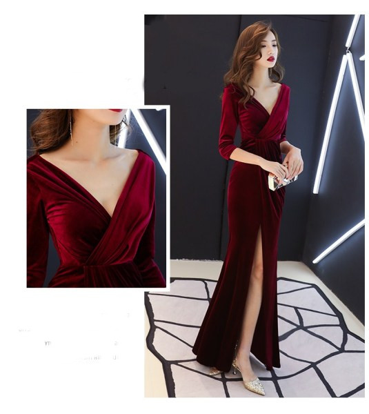 Rochie eleganta de dama cu decolteu din catifea cu crapata si spitz in negru, verde, rosu si roz