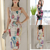 Színes női ruha négyzet alakú nyakkivágással és mintával - két színben