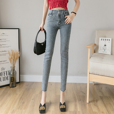 Modern női farmer Karcsú, szürke és kék színben, magas derékkal